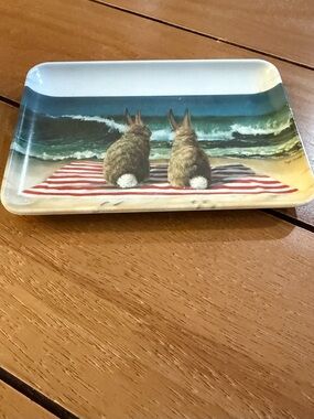 Bunny Beach Tray with Ocean Scene